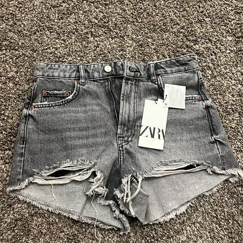 zara grey jean shorts